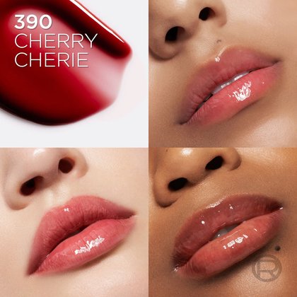 Komposition aus Bildern mit Lippen dreier Frauen und der Nuance 390 Cherry Cherie