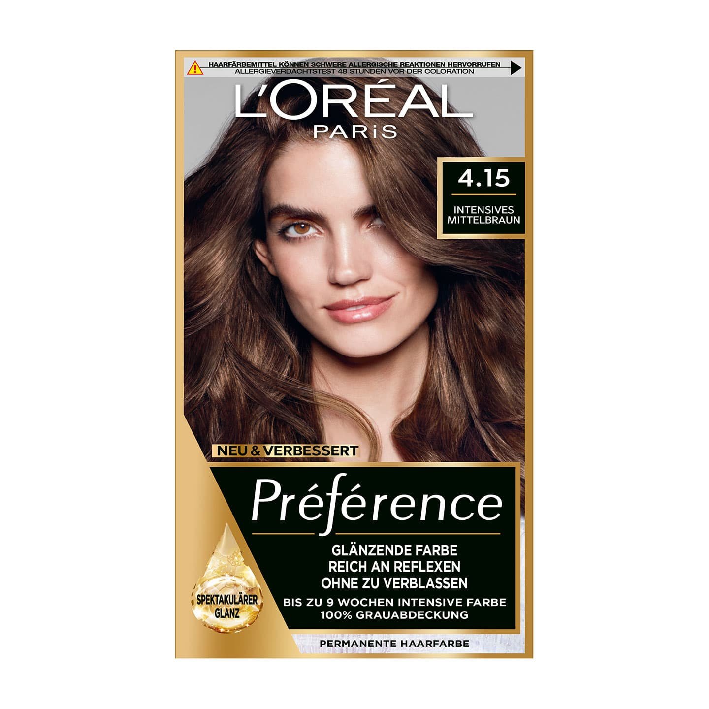 Braune Haare Caracas Intensives Mittelbraun 415 Preference Packshot
