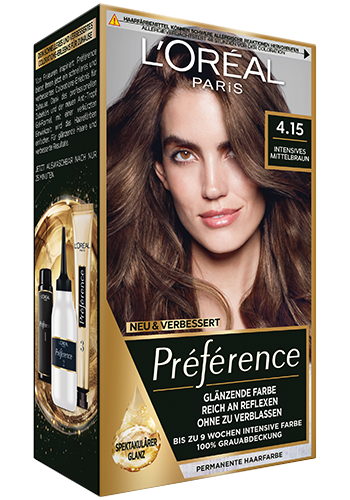Braune Haare Caracas Intensives Mittelbraun 415 Preference Packshot