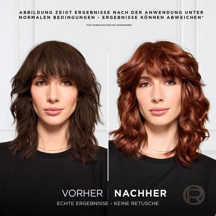 Rote Haare Dublin Kupferblond 74 Preference Vorher/Nachher-Vergleich