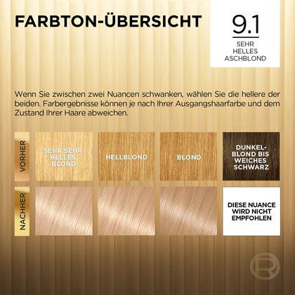 Blondehaare Oslo Sehr Helles Aschblond 91 Preference Farbton-Übersicht