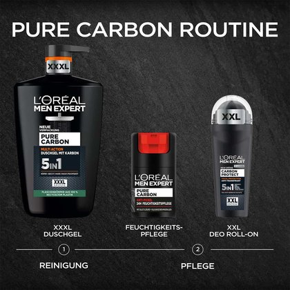 Pure Carbon Routine - Abbildungen von 3 Pflege- & Reinigungsprodukten