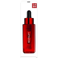 Vorderseite der weißen Produktverpackung des L'Oréal Paris Revitalift Peptide Serums mit integrierter Produktabbildung und Altersangabe „40+“