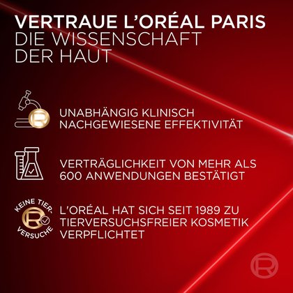 Zwei Haende halten die Revitalift Laser X3 Anti Age Auge rote Tube