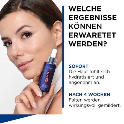 Eva Longoria hält Anti-Falten Nacht Serum in der Hand