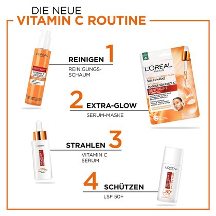 Pflegeroutine mit Revitalift Clinical Vitamin C Produktreihe