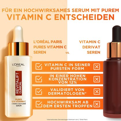 REVITALIFT CLINICAL 12% PUREM VITAMIN C SERUM - vier Hauptvorteile von purem Vitamin C