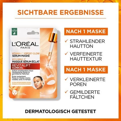 Revitalift Clinical Vitamin C Sofort-Glow Serum-Tuchmaske - Produktvorteile