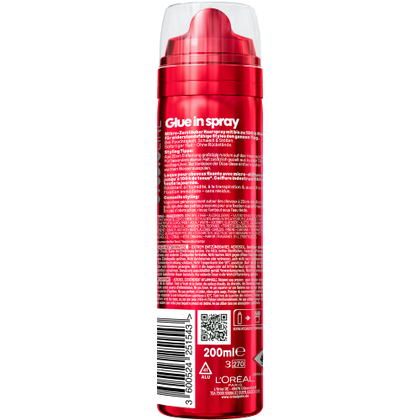 Rückseite der roten Studio Line Haarspraydose mit detaillierten Produktinfos.