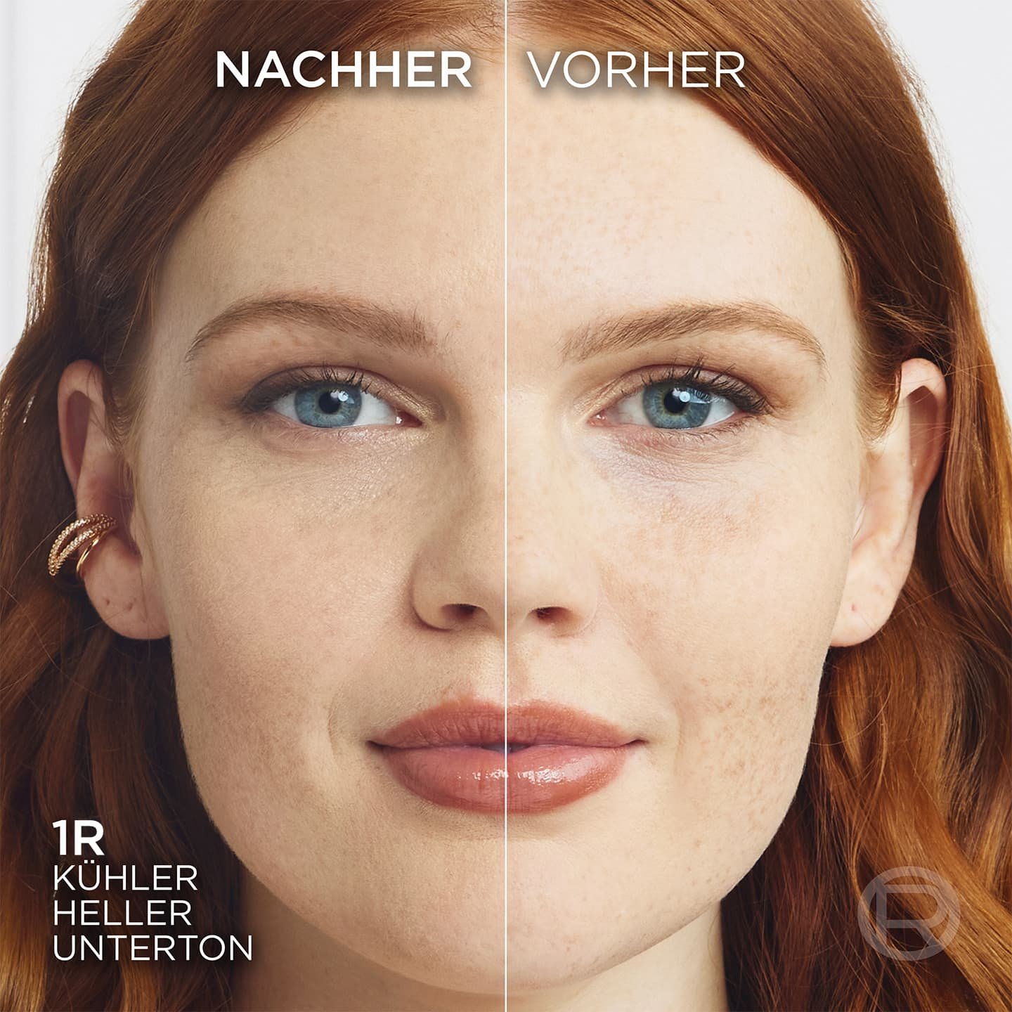 Gesicht einer jungen Frau mit Make-up und dem True Match Puder 1R