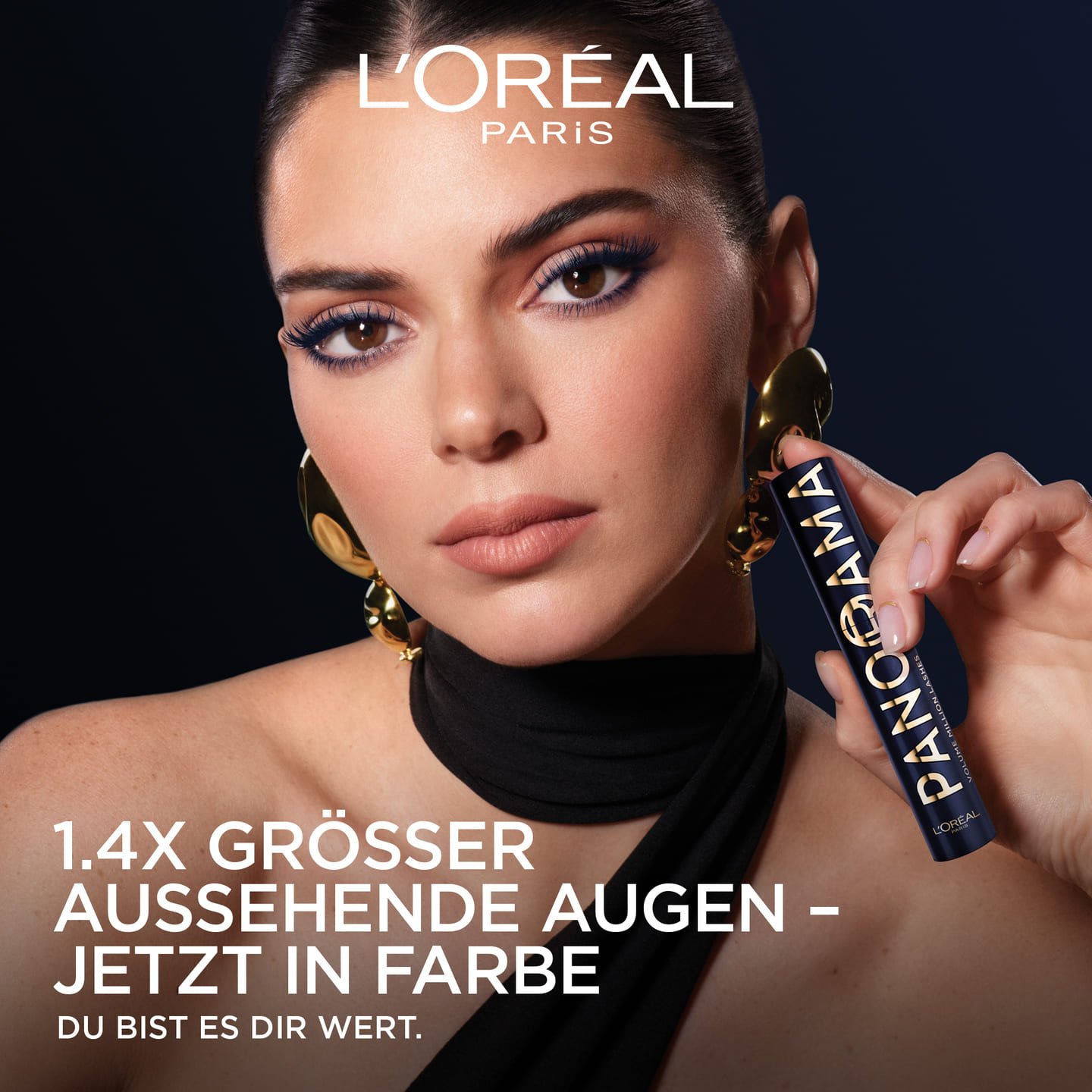 Panorama-Volumen, 24h Halt, kein Verklumpen oder Verschmieren. Intensiver Blick.