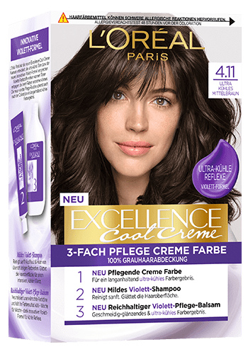 Excellence Creme Cool Creme Haarfarbe 4 11 Ultra Kuhles Mittelbraun L Oreal Paris Excellence crème hair color products provide super rich care for super rich color. excellence creme 411 ultra kuehles mittelbraun